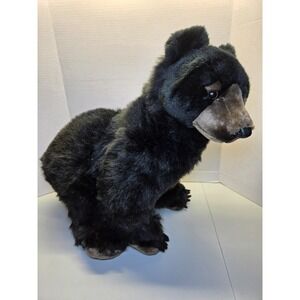 HANSA Realistic Black Bear Cub Standing Plush Toy 20" Poseable Front Legs